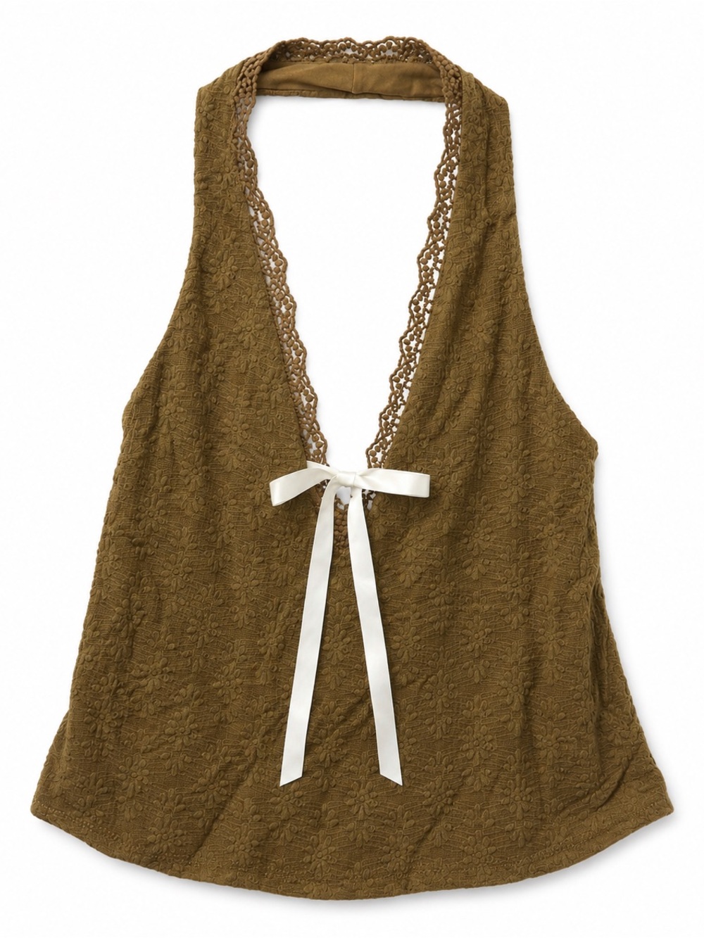 Wild Fable gold tan  Lace Sleeveless Tie-Front Top medium Cottagecore Romantic